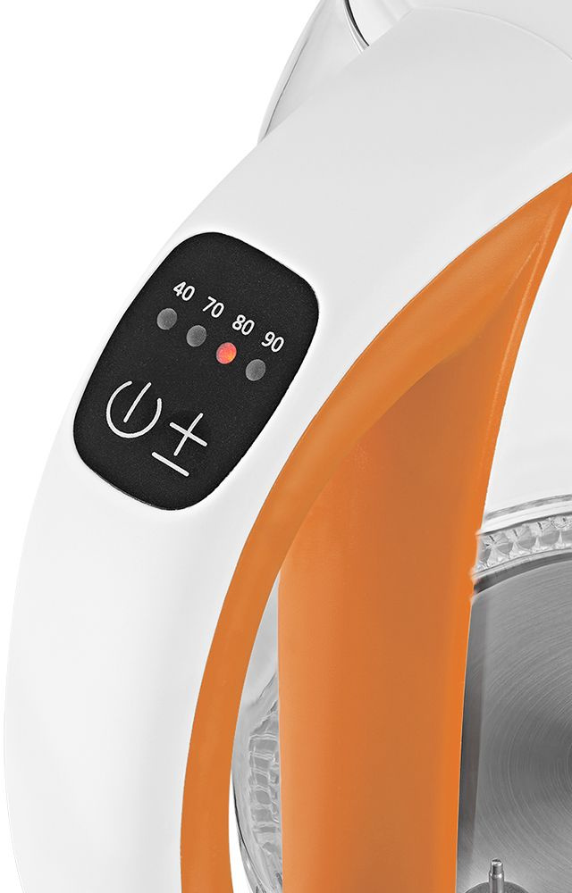 Чайник электрический Kitfort КТ-6140-4 1.7л. 2200Вт белый/оранжевый корпус: стекло/пластик