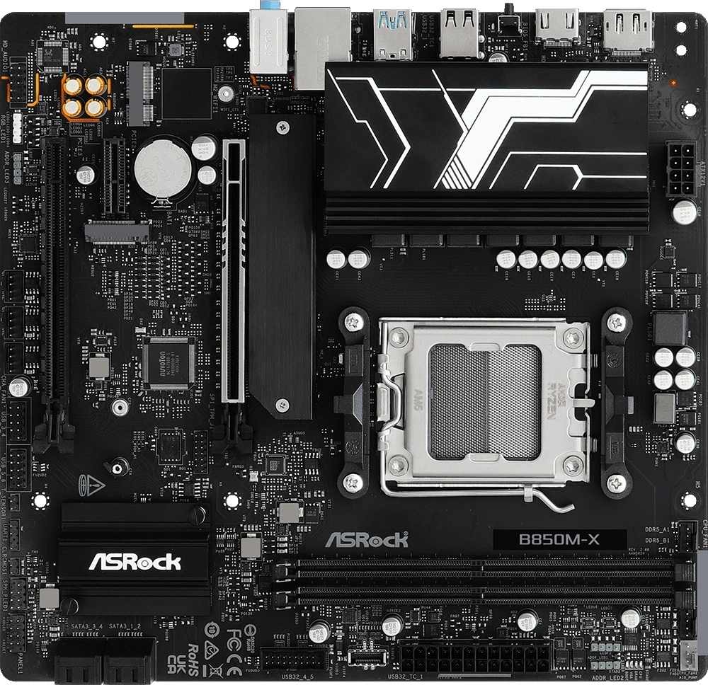 Материнская плата Asrock B850M-X R2.0 Socket AM5 AMD B850 2xDDR5 mATX AC`97 8ch(7.1) 2.5Gg RAID+HDMI+DP