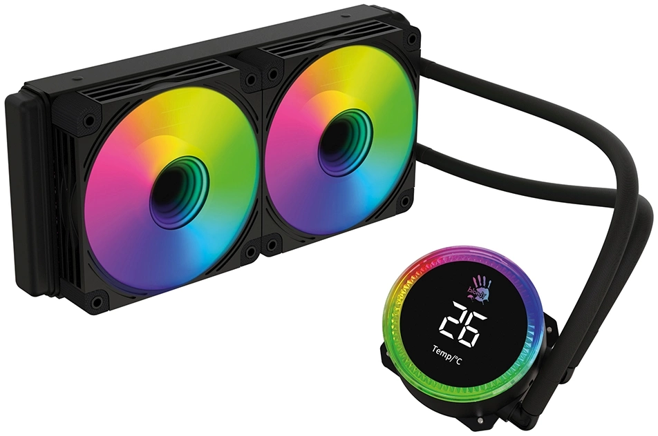 Система водяного охлаждения Bloody BD-LC240ARGB2 ARGB Soc-AM5/AM4/1200/1700/1851 черный 4-pin 22-35dB Al+Cu LCD 260W 1100gr Ret (BD-LC240ARGB2-BK)