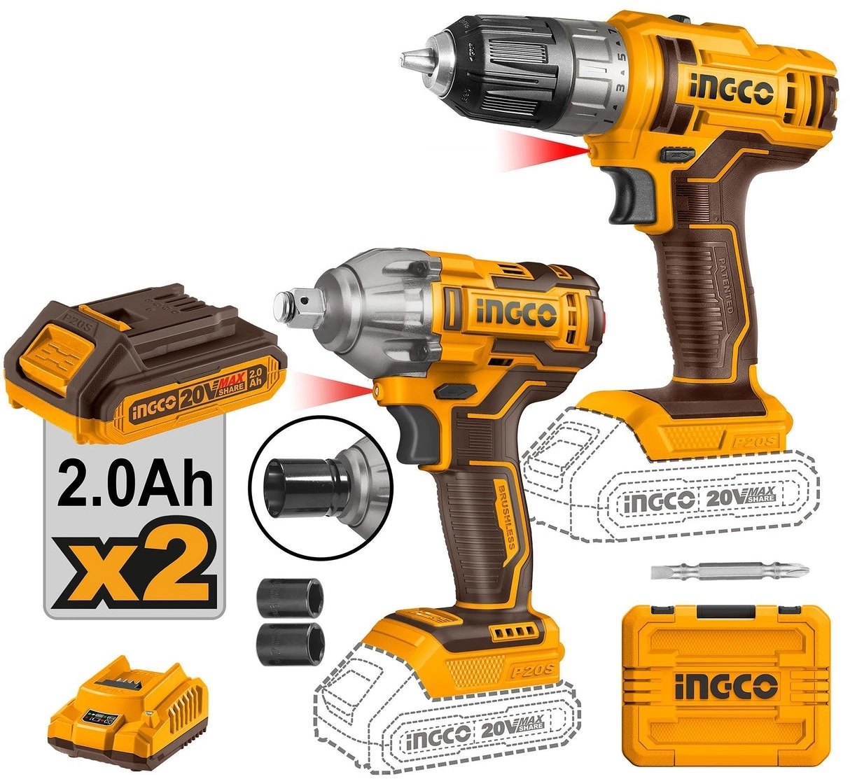 Набор электроинструмента Ingco Industrial COSLI230702 в компл.:2инструм.