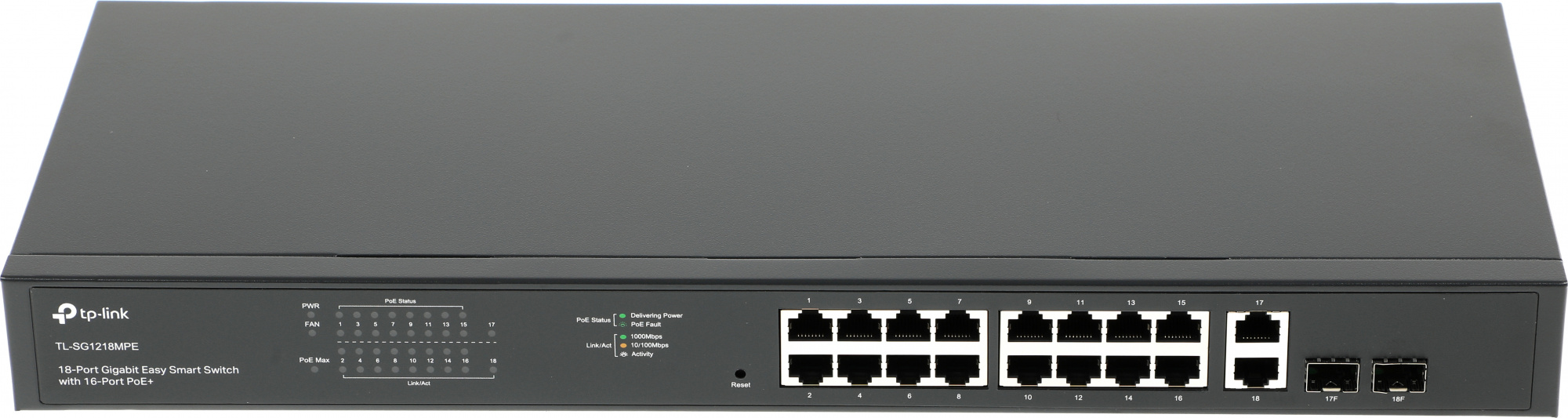 Коммутатор TP-Link TL-SG1218MPE (L2) 18x1Гбит/с 2xКомбо(1000BASE-T/SFP) 16PoE+ 192W управляемый