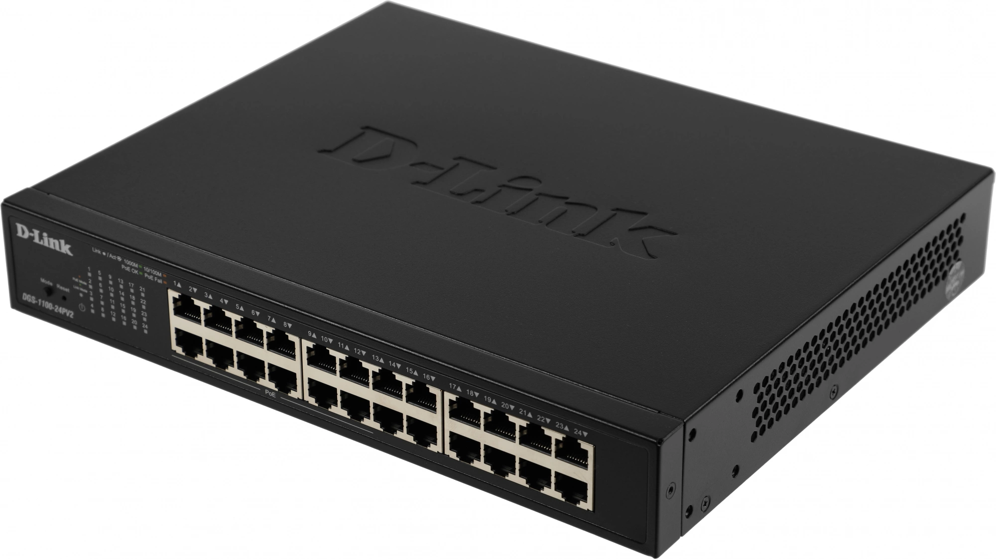 Коммутатор D-Link DGS-1100-24PV2/A (L2) 24x1Гбит/с 12PoE+ 100W управляемый