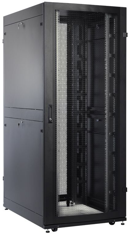 Шкаф серверный ЦМО (ШТК-СП-42.8.10-44АА-9005) напольный 42U 800x990мм пер.дв.перфор. 2 бок.пан. задн.дв.перфор. направл.под закл.гайки 1350кг черный 690мм 152кг 180град. 1950мм