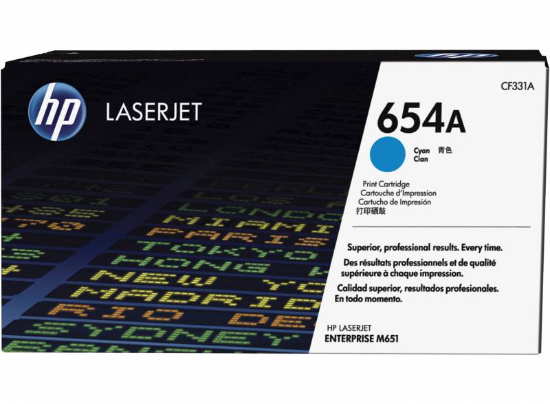 Картридж лазерный HP 654A CF331A голубой (15000стр.) для HP CLJ Ent M651n/M651dn/M651xh/M680dn/M680f