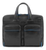 Деловая сумка Piquadro Blue Square Revamp CA6105B2V/N с отделением для ноутбука 14" черная натур.кожа