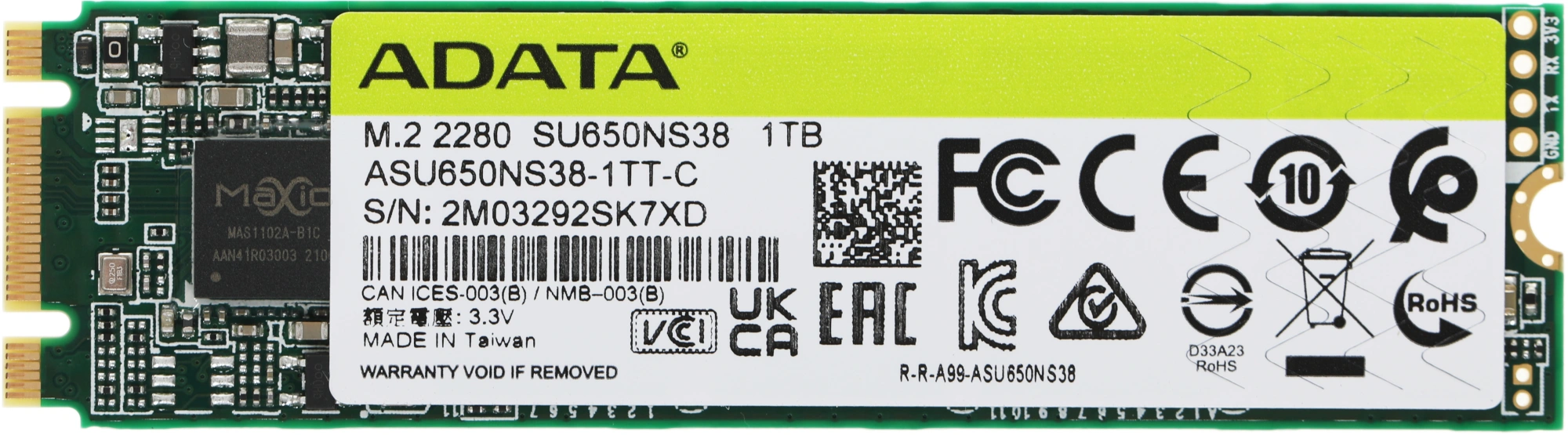 Накопитель SSD A-Data SATA-III 1TB ASU650NS38-1TT-C Ultimate SU650 M.2 2280