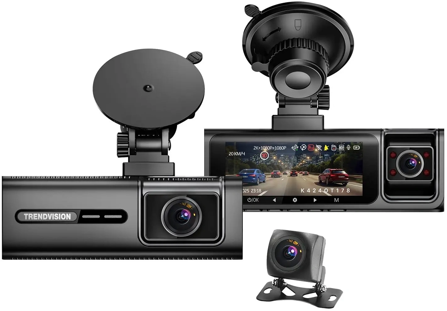 Видеорегистратор TrendVision Phantom 3CH GPS черный 1440x2560 1440p 170гр. GPS SA230D