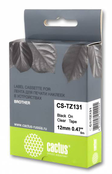Картридж ленточный Cactus CS-TZ131 TZe-131 черный для Brother 1010/1280/1830VP/7600VP