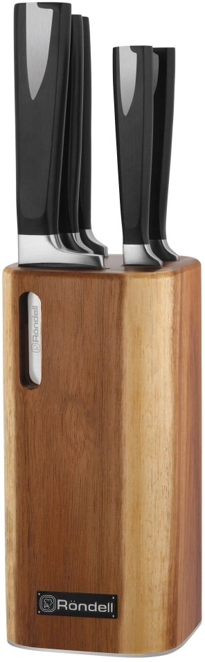 Набор ножей кухон. Rondell Cascara RD-1852 компл.:6предм. с подставкой черный подар.коробка