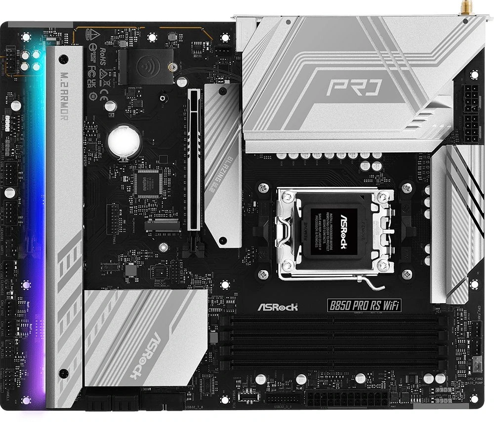 Материнская плата Asrock B850 PRO RS WIFI Socket AM5 AMD B850 4xDDR5 ATX AC`97 8ch(7.1) 2.5Gg RAID+HDMI