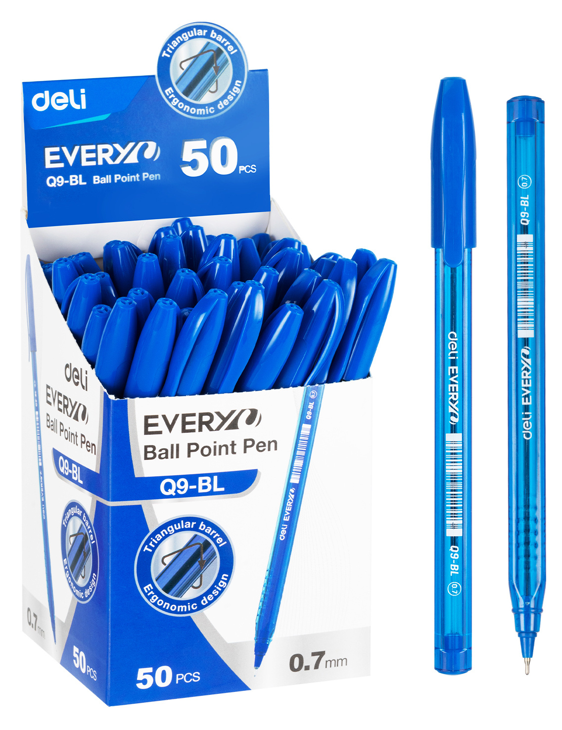 Ручка шариков. Deli EQ9-BL синий d=0.7мм син. черн.