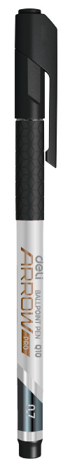 Ручка шариков. Deli Arrow EQ10-BK серый мет./черный d=0.7мм черн. черн. резин. манжета