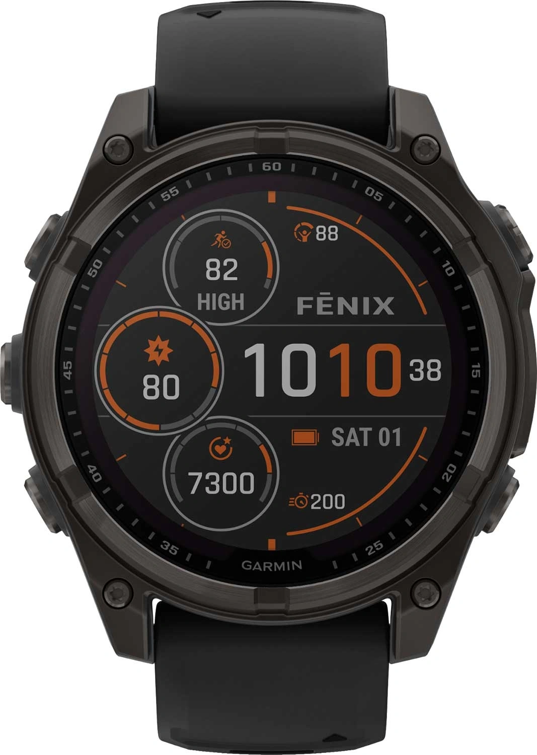 Смарт-часы Garmin Fenix 8 Solar Sapphire 47мм 1.3" корп.серый рем.черный (010-02906-11)