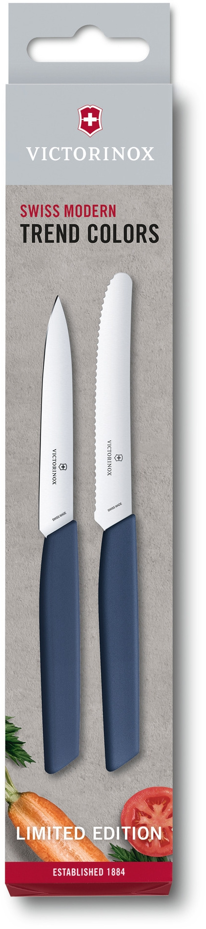 Набор ножей кухон. Victorinox Swiss Modern (6.9096.2L3) компл.:2шт синий карт.коробка
