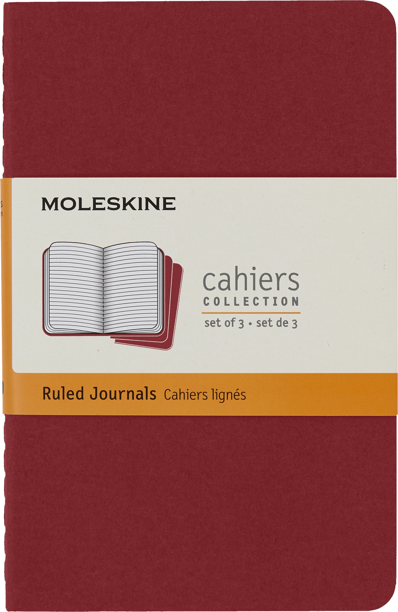 Блокнот Moleskine CAHIER JOURNAL CH111 Pocket 90x140мм обложка картон 64стр. линейка клюквенный (3шт)