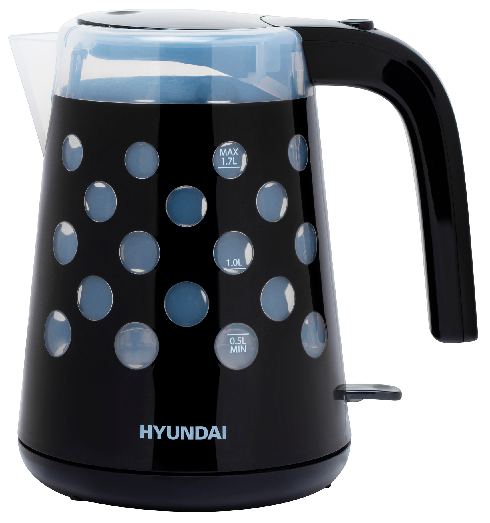 Чайник электрический Hyundai HYK-G2012 1.7л. 2000Вт черный/прозрачный корпус: пластик