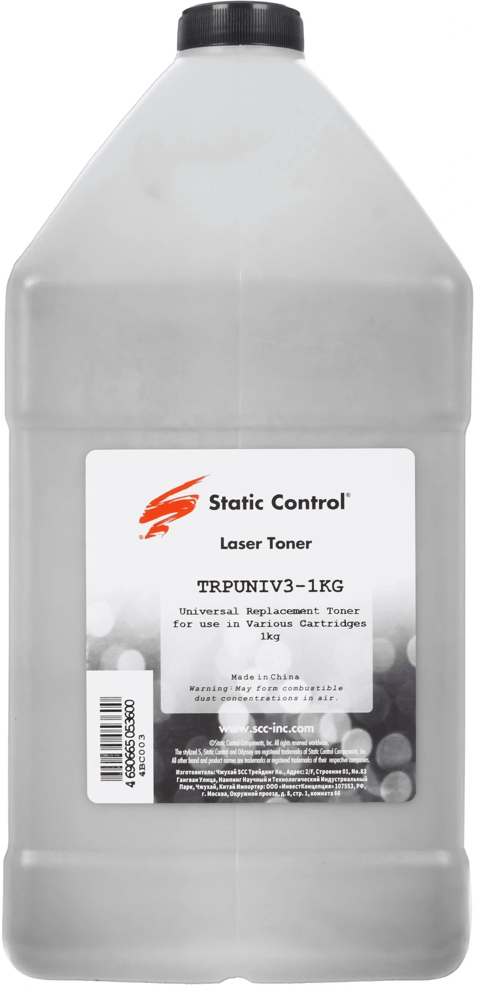 Тонер Static Control TRPUNIV3-1KG черный флакон 1000гр. для принтера Samsung ML1510/ML1610/MLTD101S/MLTD103L
