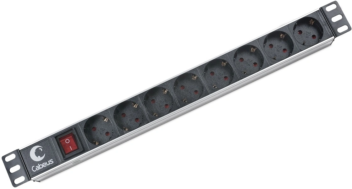 Блок распределения питания Cabeus PDU-8P гор.размещ. 8xSchuko 10A C14 2м