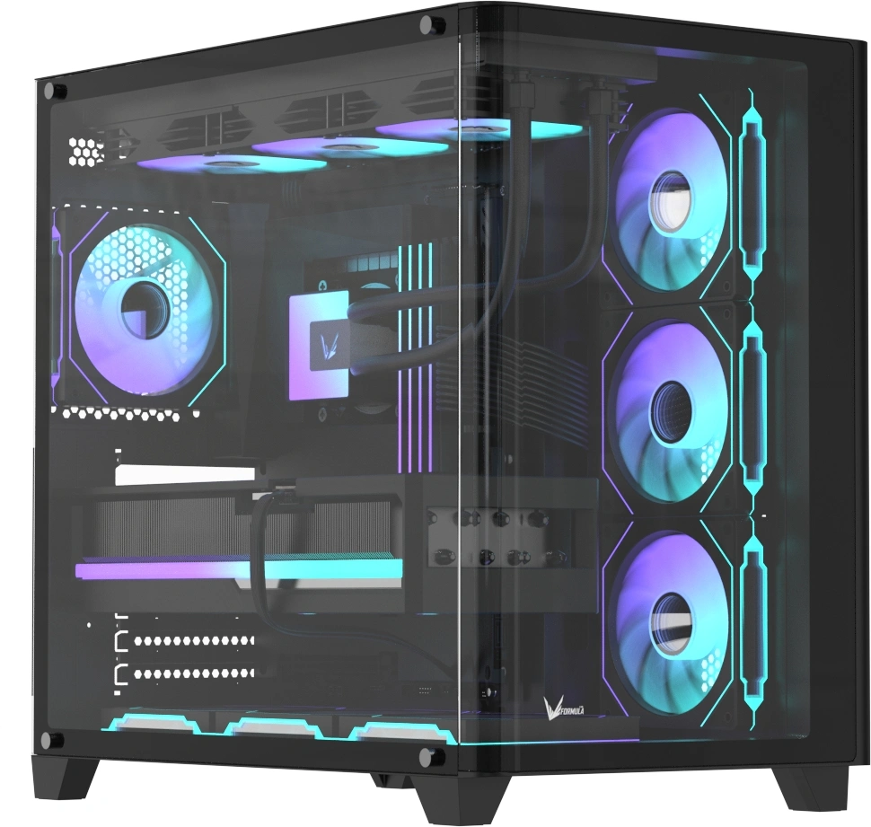 Корпус Formula Crystal U2 Floe черный без БП ATX 6x120mm 1xUSB2.0 1xUSB3.0 audio bott PSU