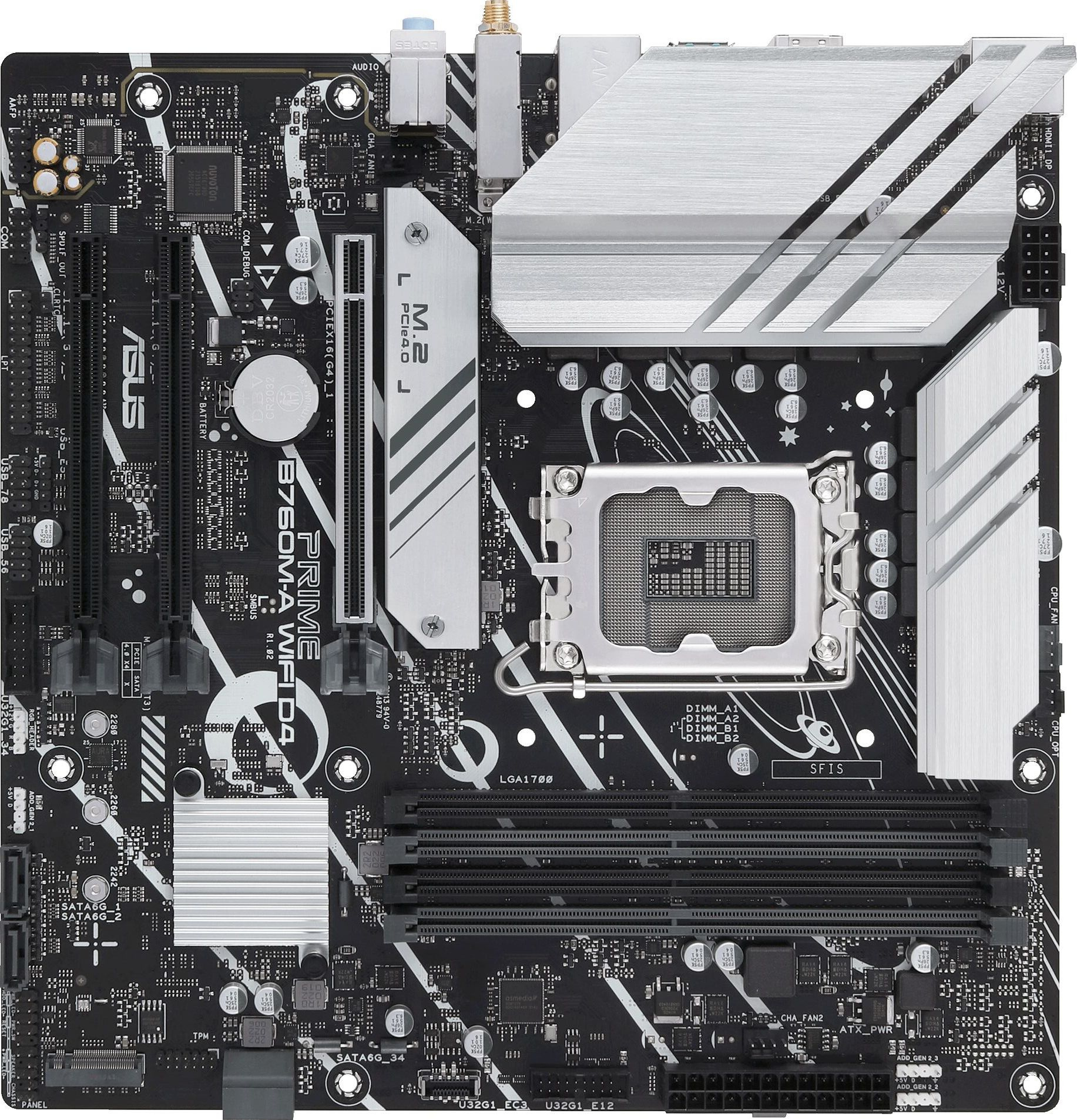 Материнская плата Asus PRIME B760M-A WIFI D4 Soc-1700 Intel B760 4xDDR4 mATX AC`97 8ch(7.1) 2.5Gg RAID+HDMI+DP