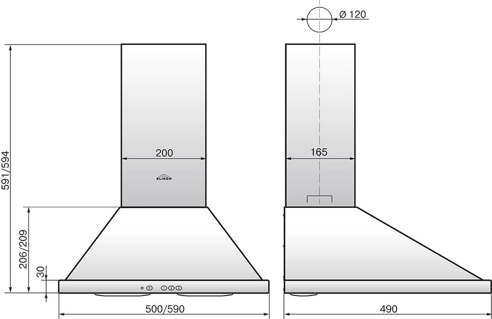 Вытяжка каминная Elikor Оптима 50П-400-П3Л белый управление: ползунковое (1 мотор)