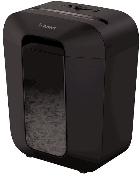 Шредер Fellowes PowerShred LX45 черный (секр.P-4) перекрестный 8лист. 17лтр. скрепки скобы пл.карты