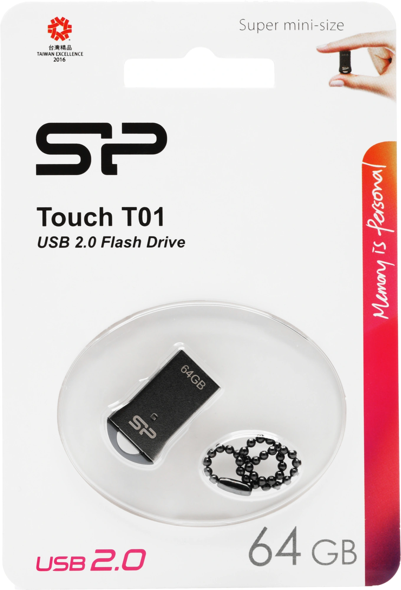 Флеш Диск Silicon Power 64GB Touch T01 SP064GBUF2T01V1K USB2.0 черный/серебристый