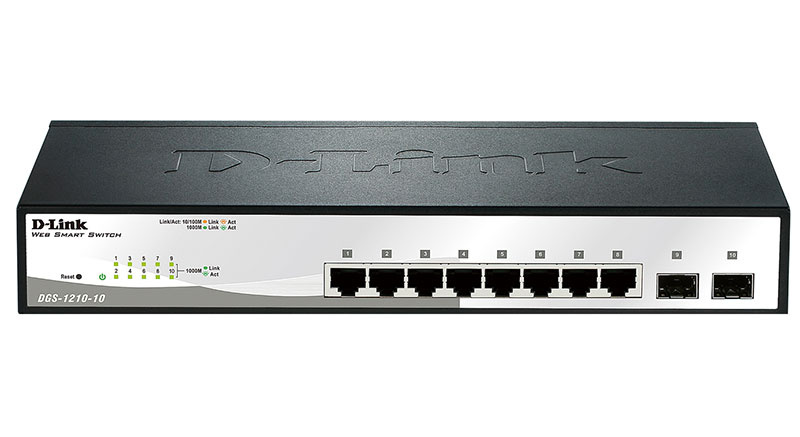 Коммутатор D-Link DGS-1210-10/F1A 8x1Гбит/с 2SFP управляемый