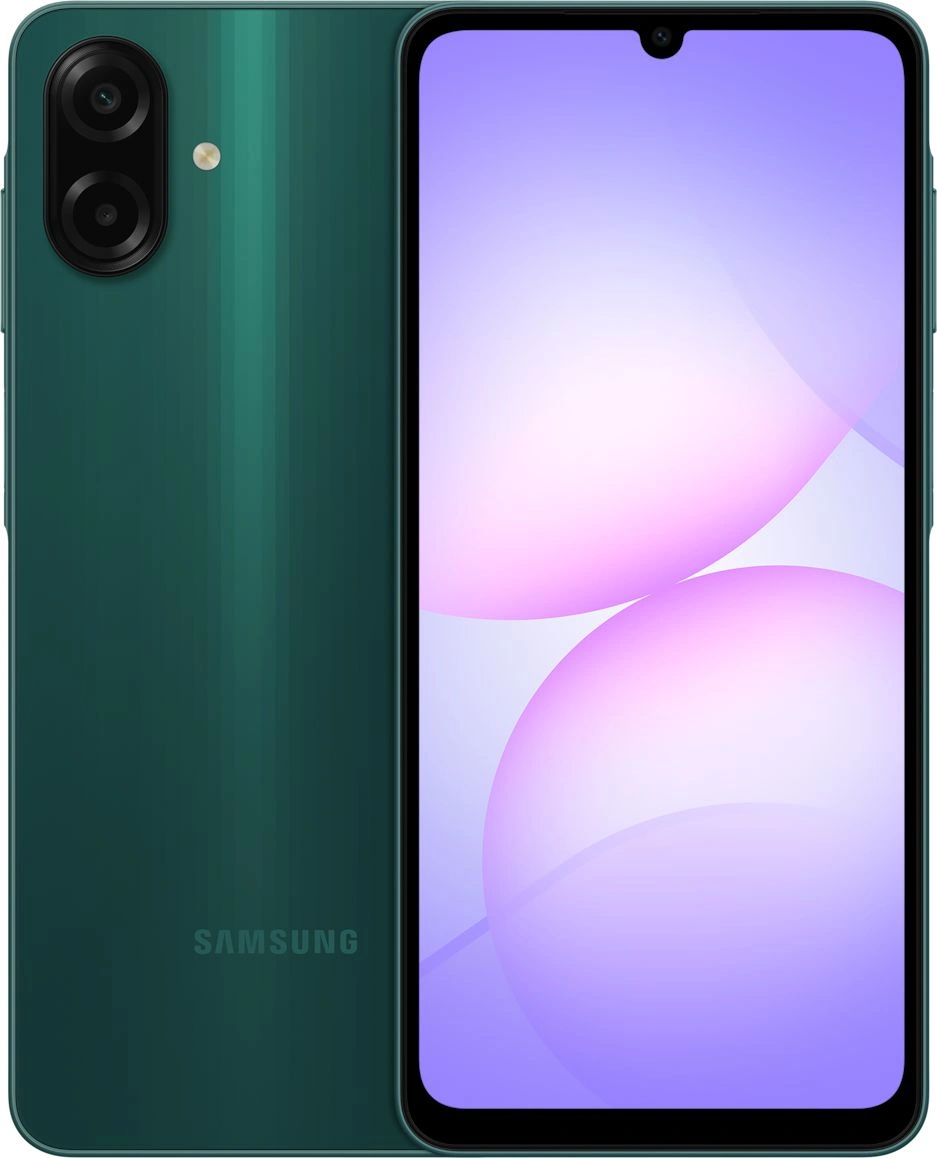 Смартфон Samsung SM-A075F Galaxy A07 128Gb 4Gb зеленый моноблок 3G 4G 2Sim 6.7" 720x1600 Android 15 50Mpix 802.11 a/b/g/n/ac GPS GSM900/1800 GSM1900 Protect microSD max2048Gb