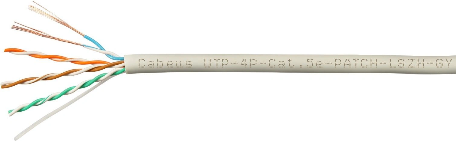 Кабель информационный Cabeus UTP-4P-CAT.5E-PATCH-LSZH-GY кат.5E U/UTP 4 пары 24AWG LSZH внутренний 305м серый