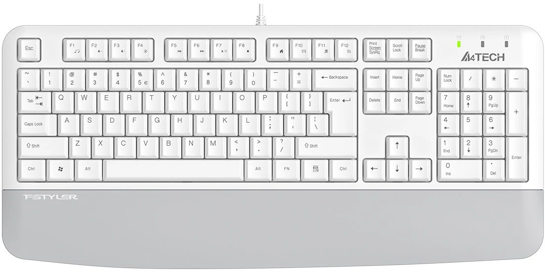Клавиатура A4Tech Fstyler FK20 белый USB Multimedia (подставка для запястий) (FK20) кабель 1.5м