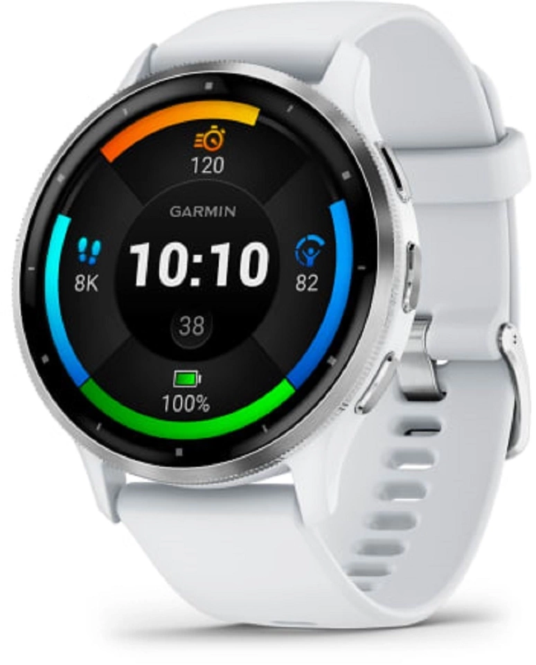 Смарт-часы Garmin Venu 3 35.4мм 1.4" AMOLED корп.серый/серебристый рем.белый разм.брасл.:135-200мм (010-02784-00)