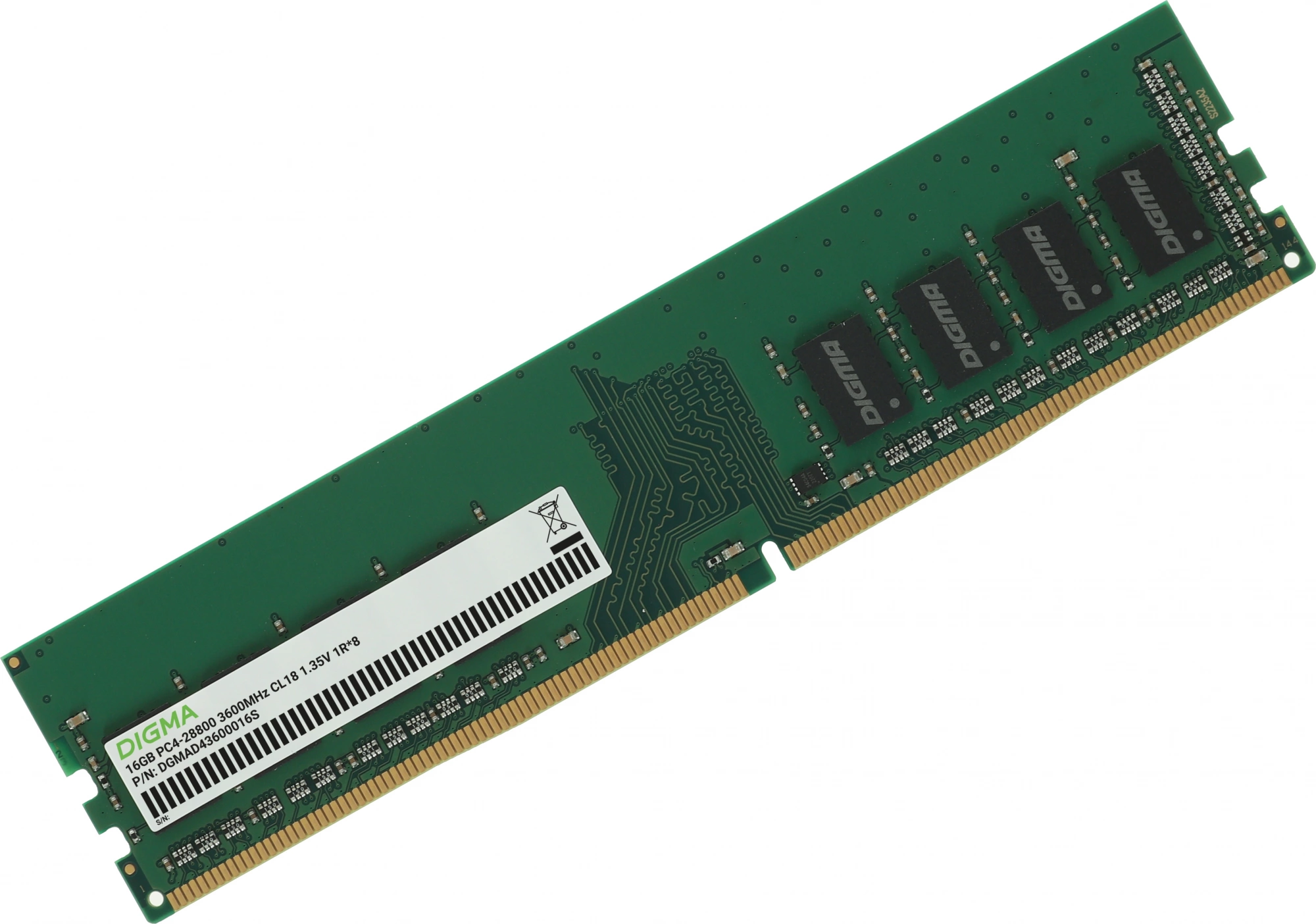 Память DDR4 16GB 3600MHz Digma DGMAD43600016S RTL PC4-28800 CL18 DIMM 288-pin 1.35В single rank Ret