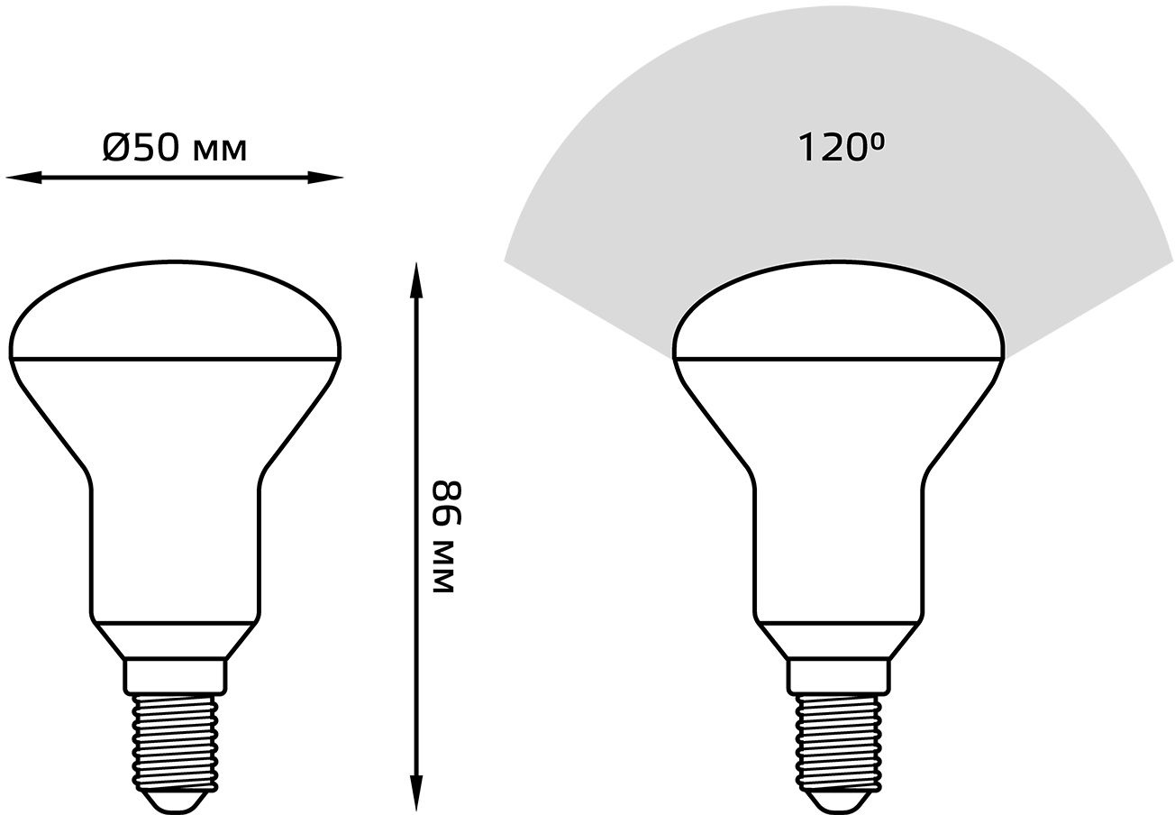 Лампа светодиодная Gauss R50 6Вт цок.:E14 рефлек. 220B 4100K св.свеч.бел.нейт. (упак.:10шт) (106001206)