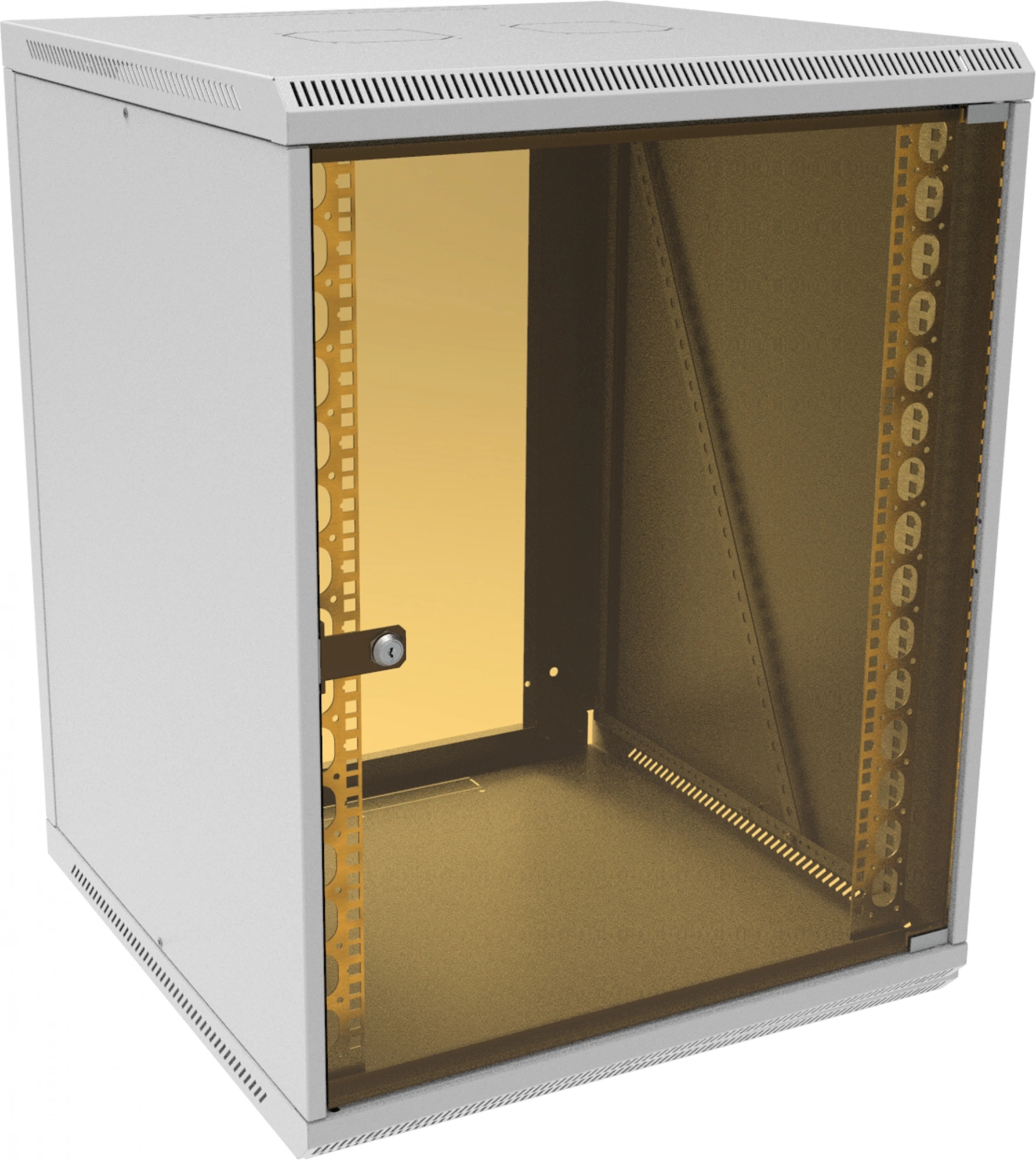 Шкаф коммутационный Suprlan (05-1503) настенный 15U 600x450мм пер.дв.стекл направл.под закл.гайки 70кг светло-серый 25.1кг 750мм металл