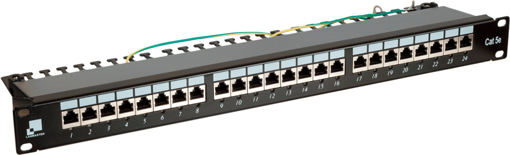 Патч-панель Lanmaster LAN-PPI24S5E 19" 1U 24xRJ45 кат.5E STP