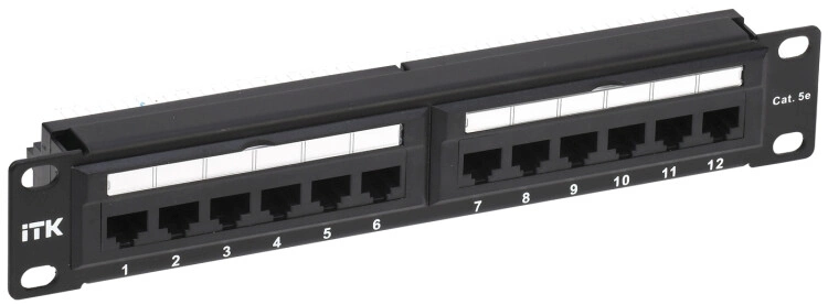 Патч-панель ITK PP12-1UC5EU-D05-10 10" 1U 12xRJ45 кат.5E UTP