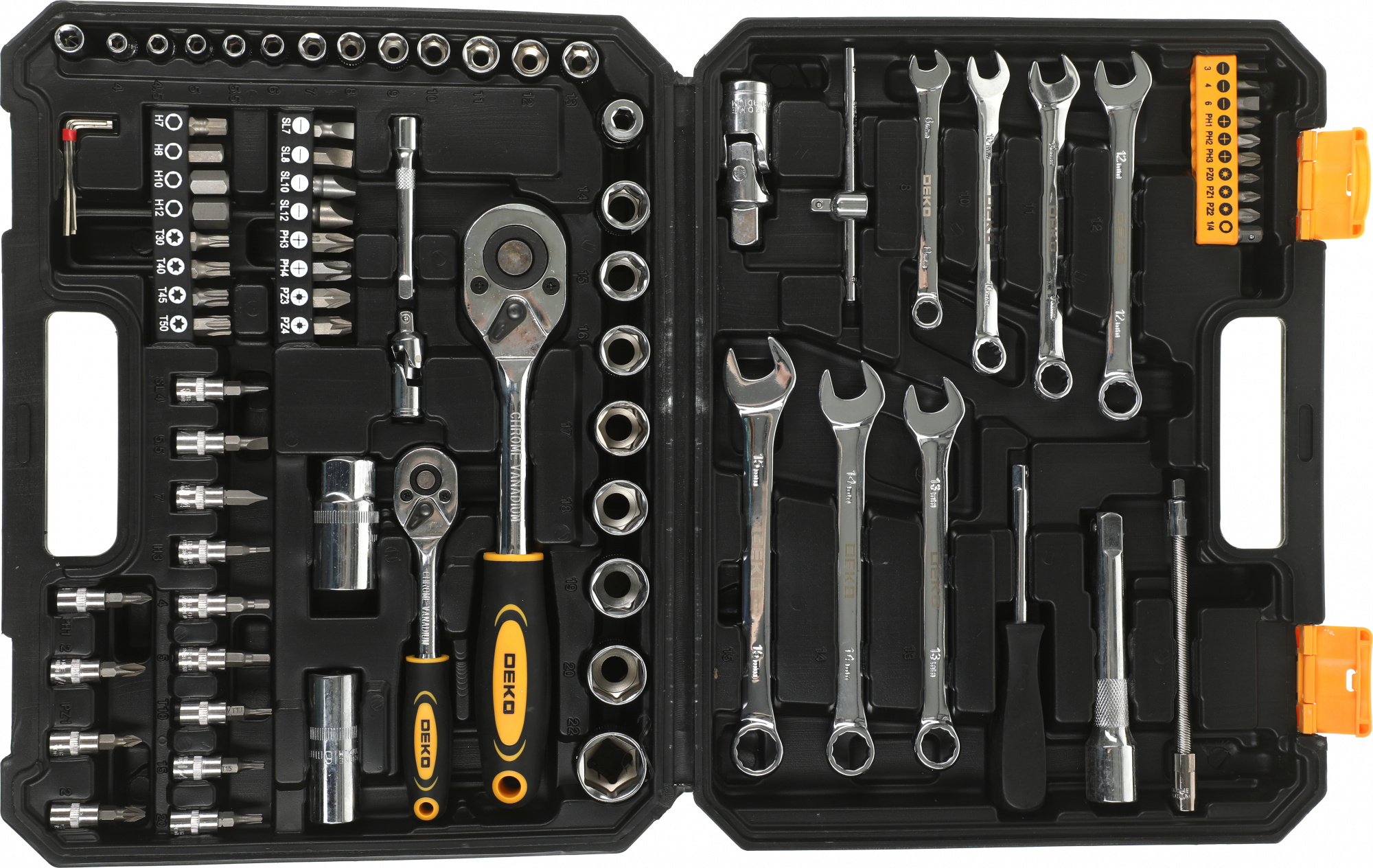 Набор инструментов Deko DKAT82 82 предмета (жесткий кейс)