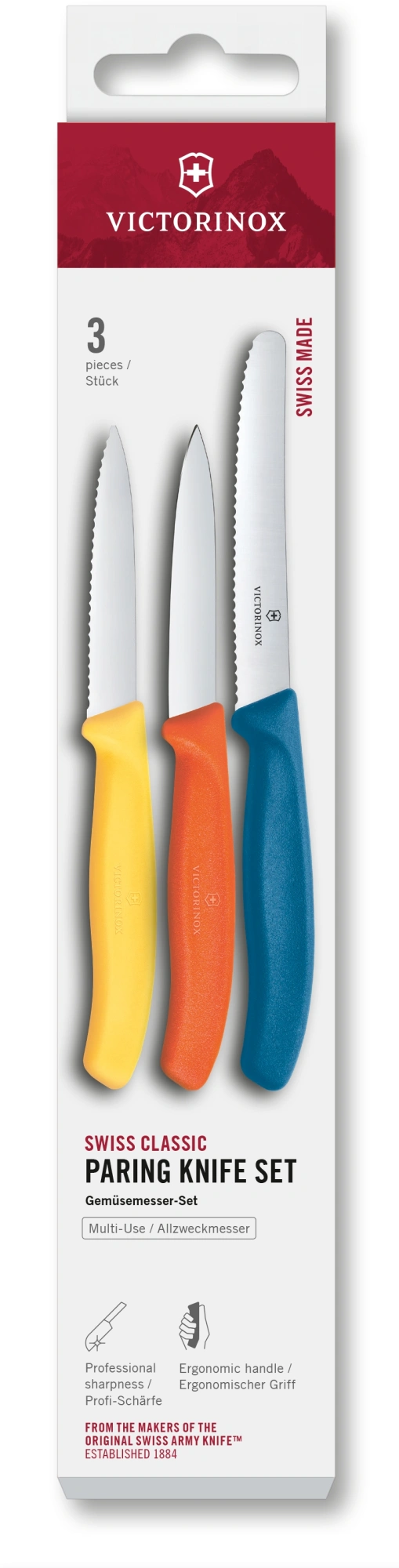 Набор ножей Victorinox Swiss Classic 6.7116.32C1 для овощей компл.:3предм. ассорти европодвес