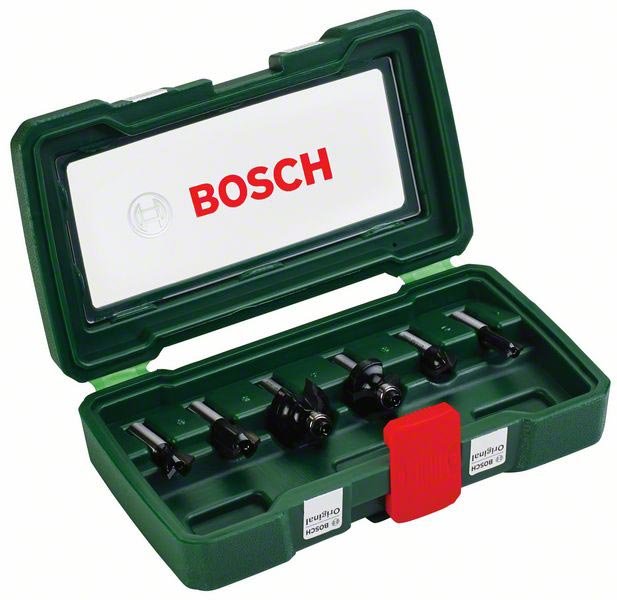 Набор фрез по дер. Bosch 6 HM-SET (2607019463) d(посад.)=8мм (фрезеры)