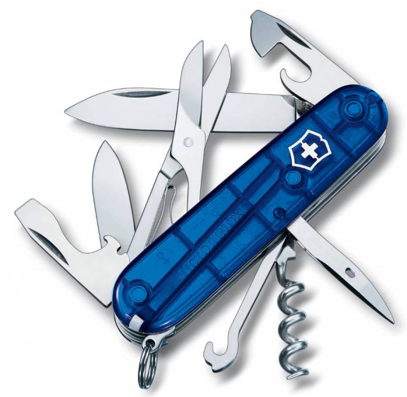 Нож перочинный Victorinox Climber (1.3703.T2) 91мм 14функц. синий полупрозрачный карт.коробка