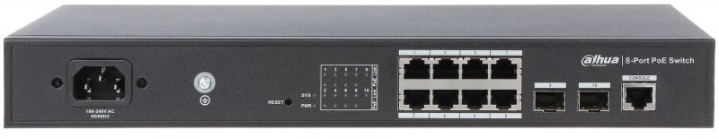 Коммутатор Dahua DH-PFS4210-8GT-150 (L2) 8x1Гбит/с 2SFP 8PoE+ 150W управляемый