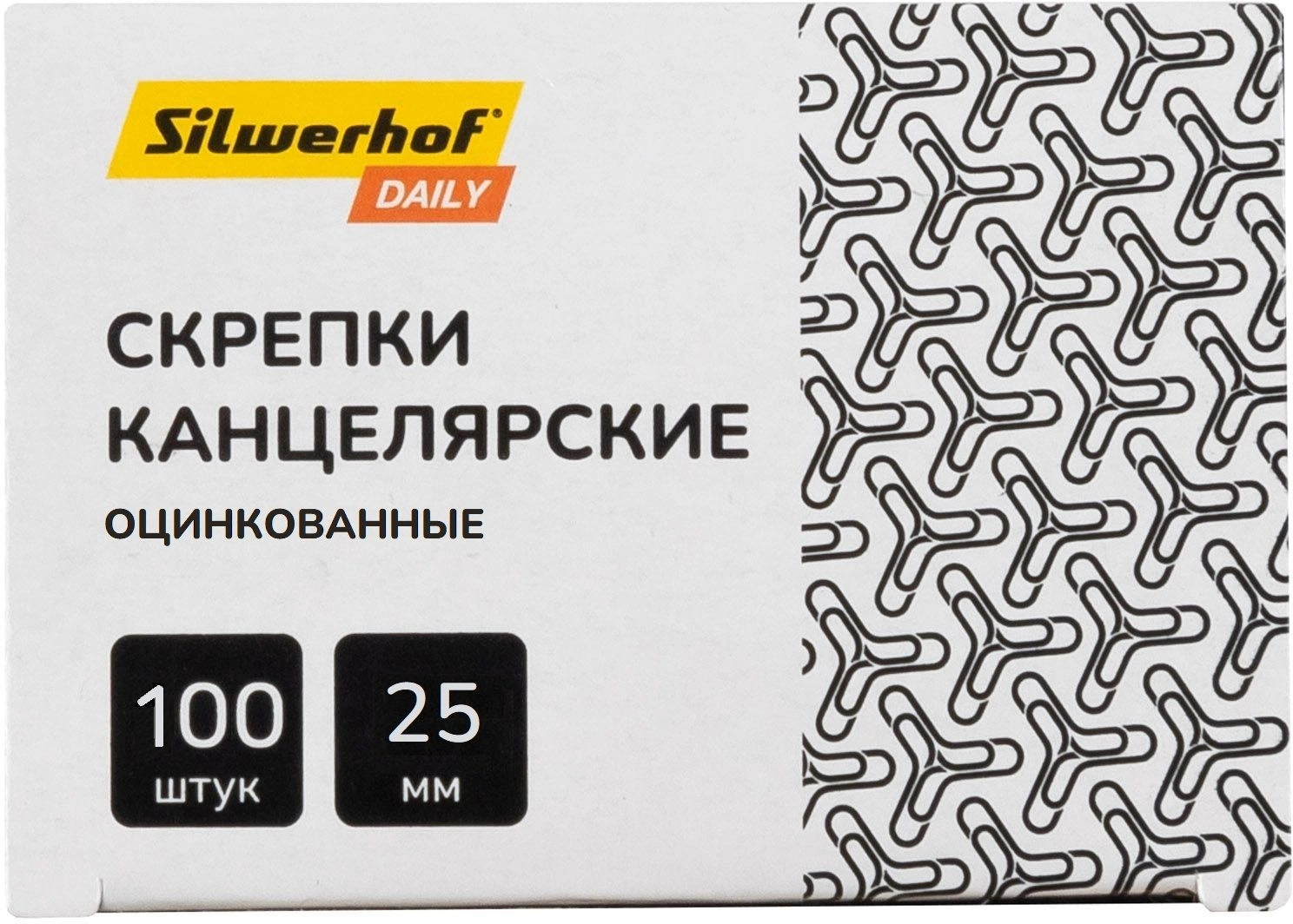 Скрепки Silwerhof Daily металл оцинкованные 25мм (упак.:100шт) картонная коробка