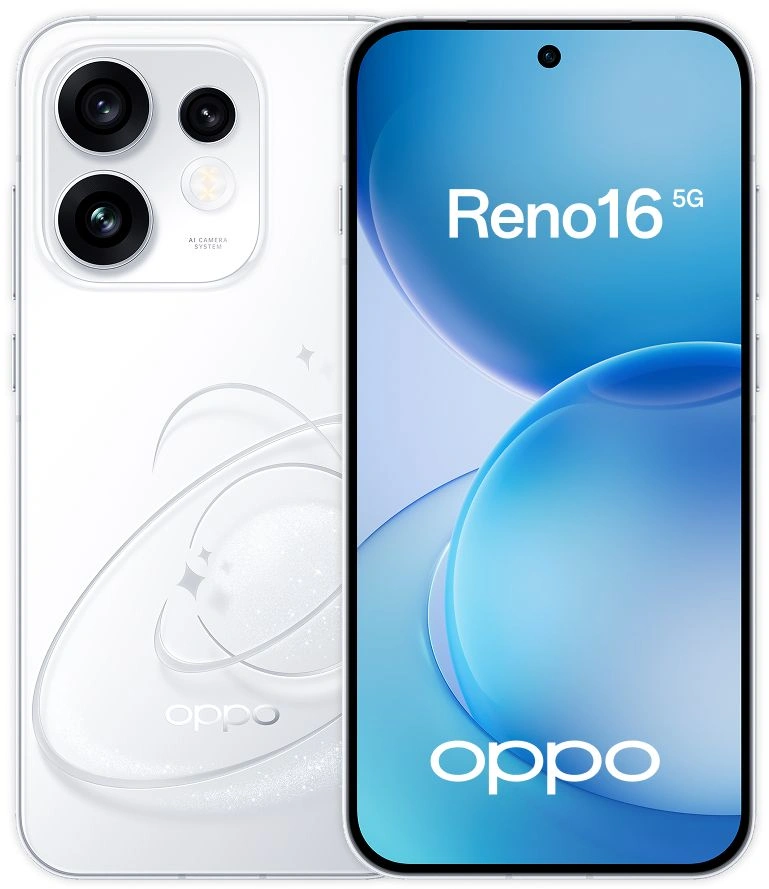 Смартфон Oppo CPH2865 Reno 16 5G 256Gb 12Gb белый моноблок 3G 4G 6.75" Android 802.11 a/b/g/n/ac/ax NFC GPS