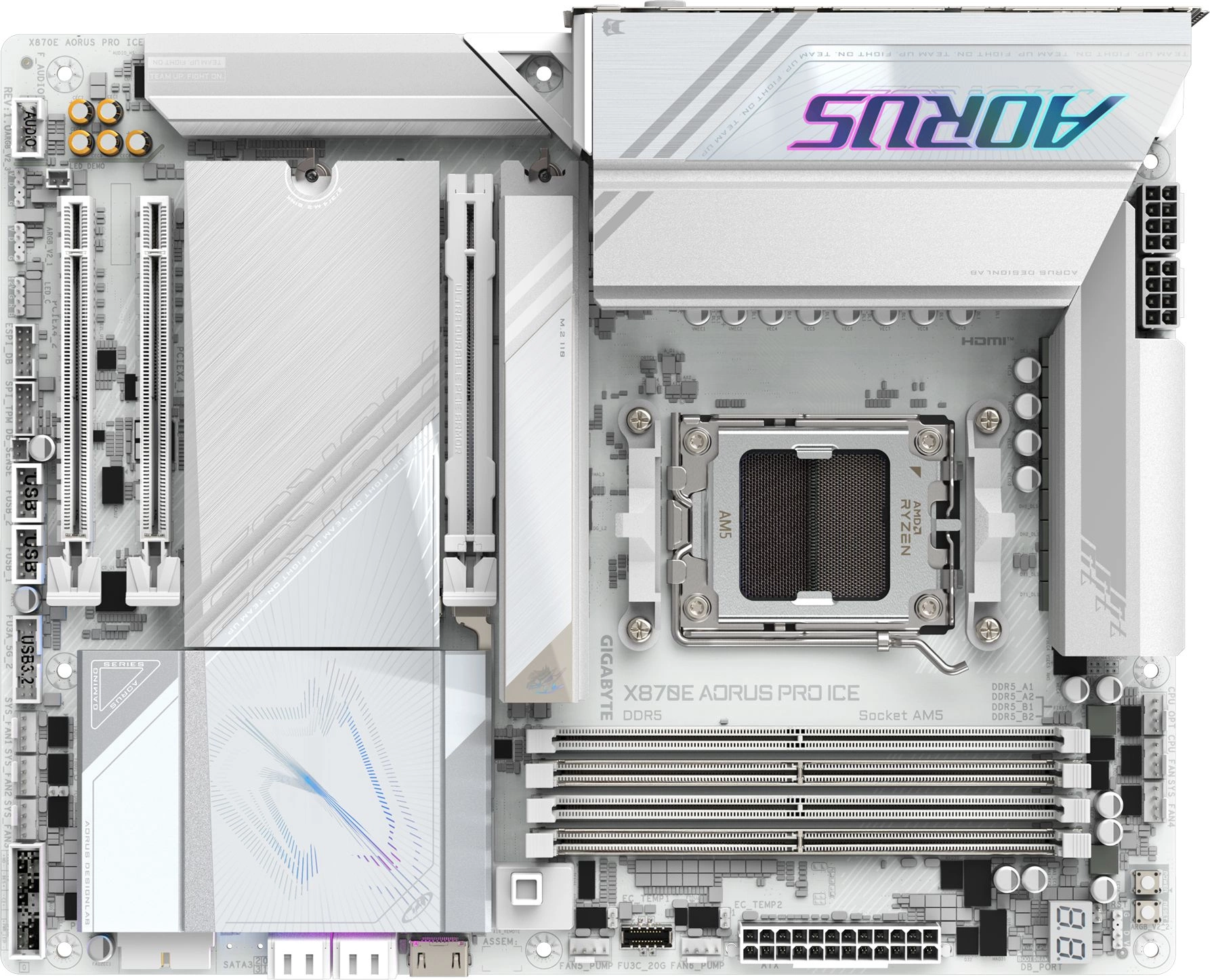Материнская плата Gigabyte X870E AORUS PRO ICE Socket AM5 AMD X870E 4xDDR5 ATX AC`97 8ch(7.1) 2.5Gg RAID+HDMI