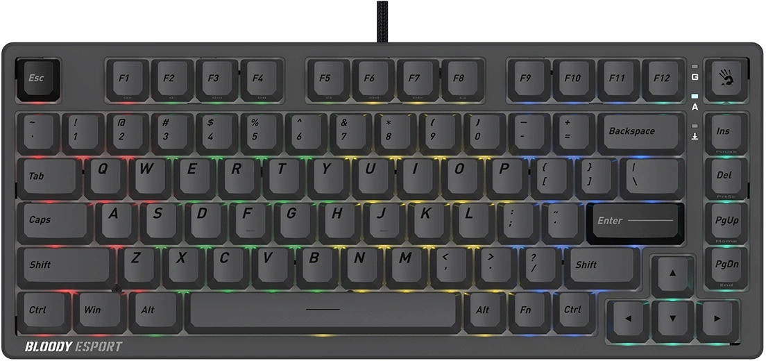 Клавиатура A4Tech Bloody MS76 темно-серый USB Multimedia for gamer LED (MS76) кабель 1.8м
