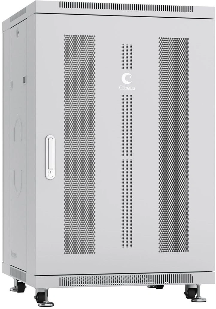 Шкаф коммутационный Cabeus (ND-05C-18U60/60) напольный 18U 600x600мм пер.дв.перфор. задн.дв.перфор. 800кг серый 500мм 46.7кг 220град. 988мм IP20 сталь