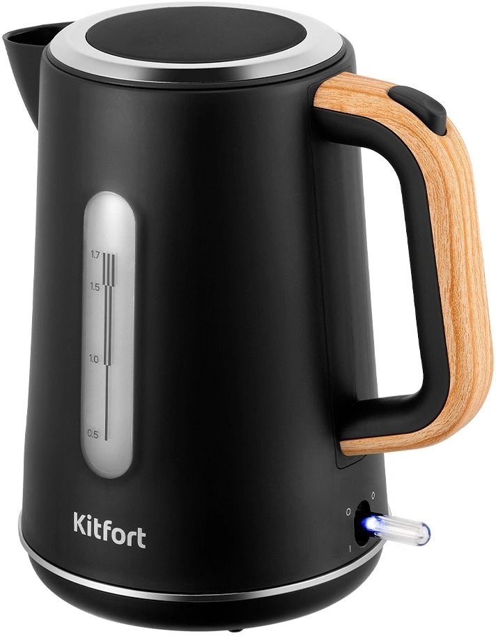 Чайник электрический Kitfort КТ-8706 1.7л. 3000Вт черный/дерево корпус: пластик