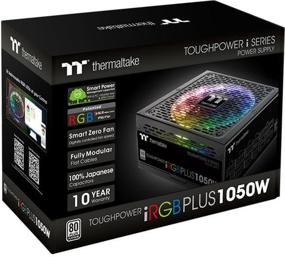Блок питания Thermaltake ATX 1050W Toughpower iRGB Plus (DIGITAL) 80+ platinum (20+4pin) APFC 140mm fan color LED 12xSATA Cab Manag RTL