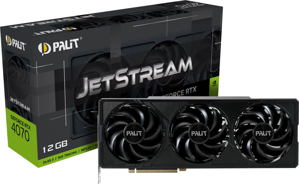 Видеокарта Palit PCI-E 4.0 PA-RTX4070 JETSTREAM NVIDIA GeForce RTX 4070 12Gb 192bit GDDR6X 1920/21000 HDMIx1 DPx3 HDCP Ret